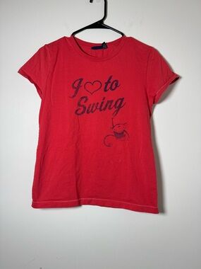 A American Eagle Graphic Tee Red I Love to Swing Monkey Women M